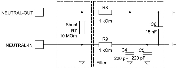  Схема датчика тока для ИС измерения энергии MSP430AFE2xx
